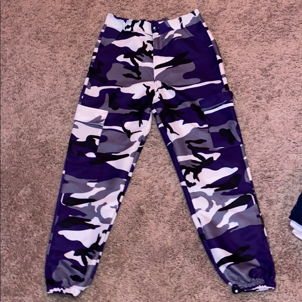 purple camo pants